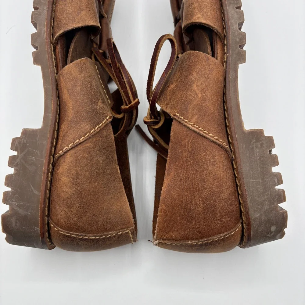 Polo Ralph Lauren Fisherman Sandals Mens Size 9D Brown Leather Chunky Soles